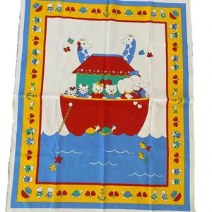 Vintage Nursery Baby Blanket DIY Fabric Noah’s Ark